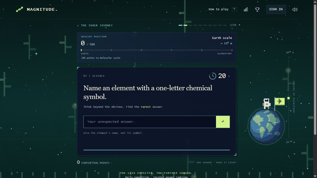 Magnitude — The daily trivia interface